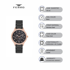 Ferro Multifunction Crystal Women's Watch - FM21077A-R
