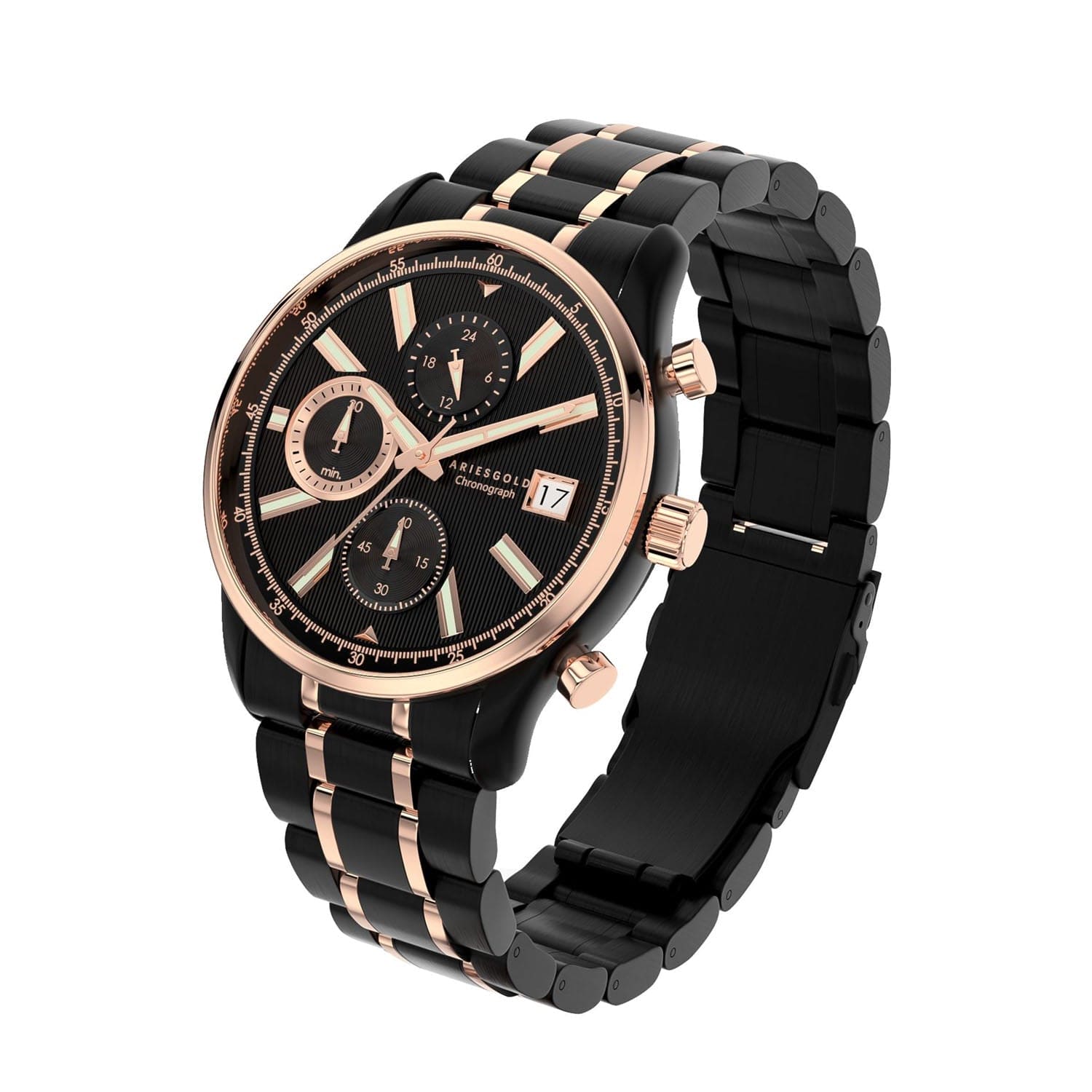 Aries Gold Champion 7020 Chronograph Men's Watch -  G 7020 BKRG-BKRG