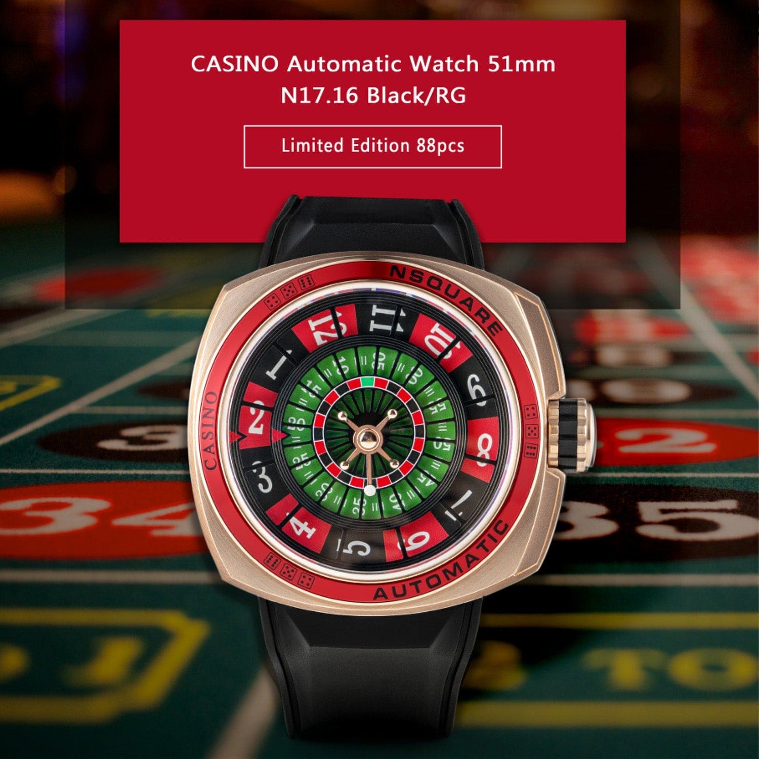 NSQUARE Casino Limited Edition 21 Jewels Men's Watch - G0369-N17.16