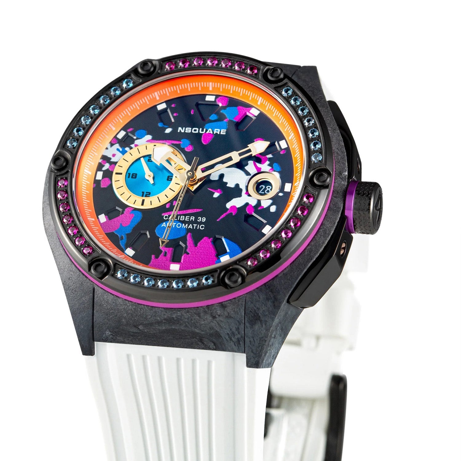 NSQUARE Multicoloured Multifunction Swarovski Crystal Men's Watch - G0543-N39.3