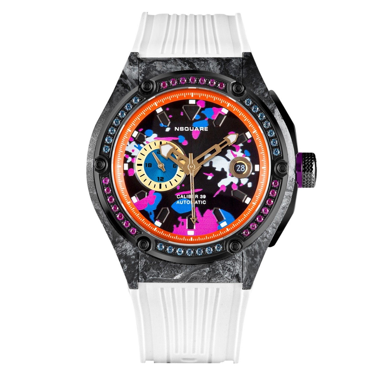 NSQUARE Multicoloured Multifunction Swarovski Crystal Men's Watch - G0543-N39.3