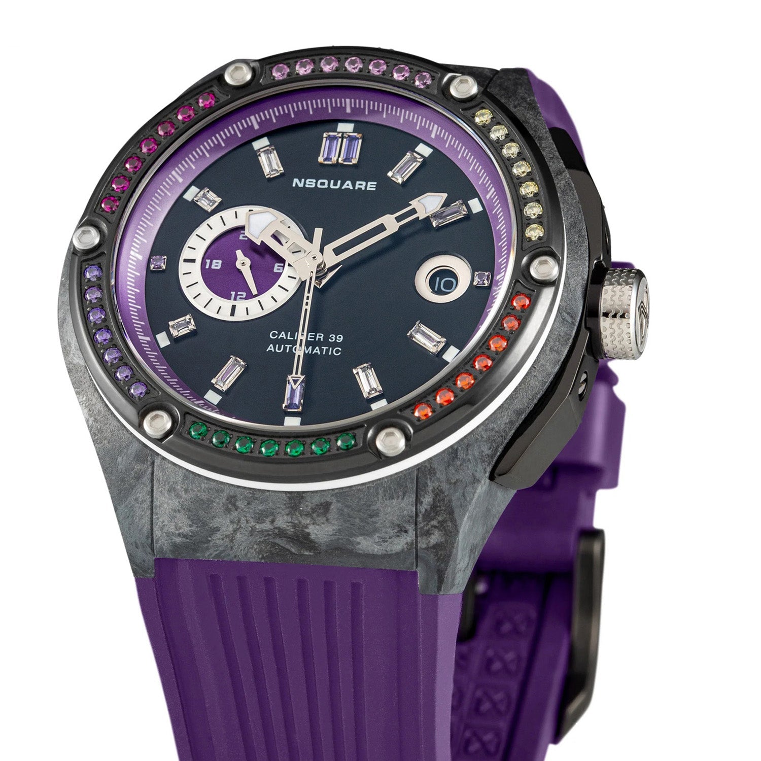 NSQUARE Multicoloured Multifunction Swarovski Crystal Men's Watch - G0543-N39.4
