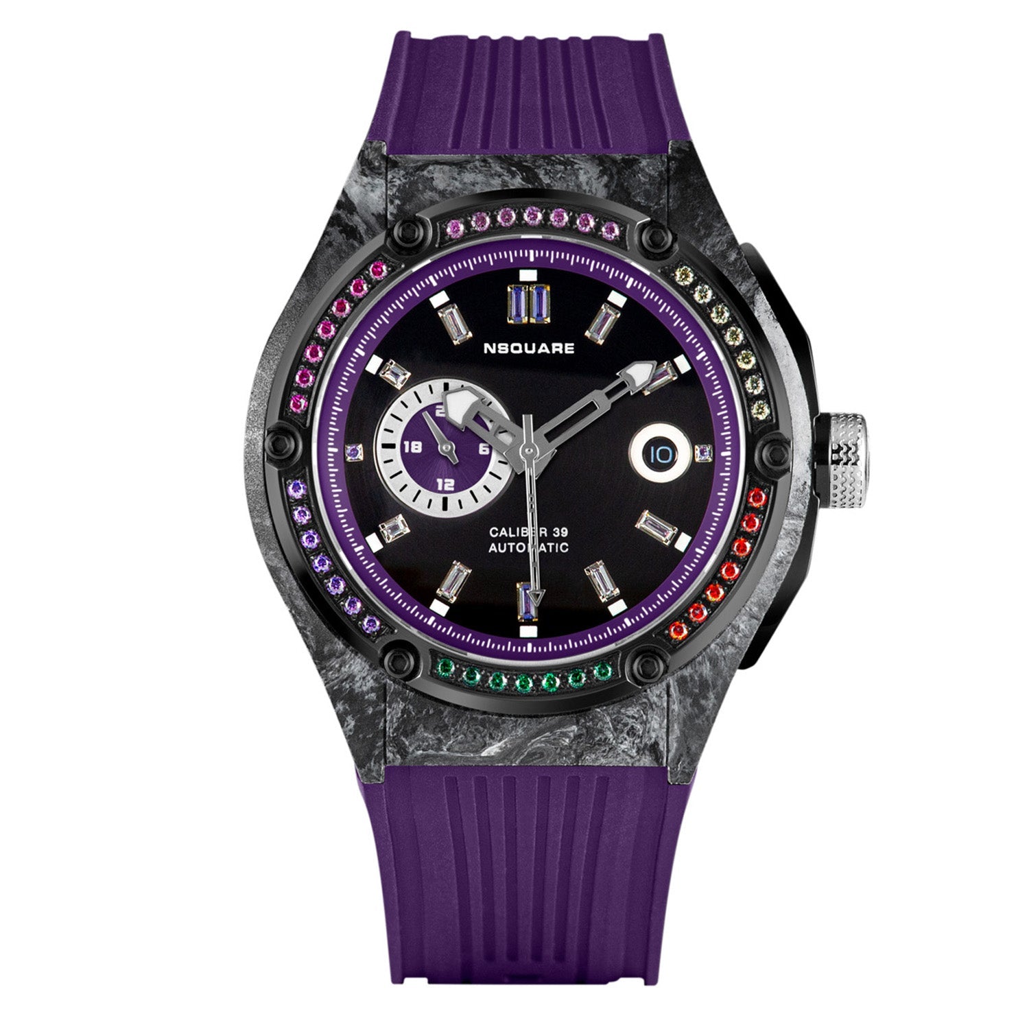 NSQUARE Multicoloured Multifunction Swarovski Crystal Men's Watch - G0543-N39.4