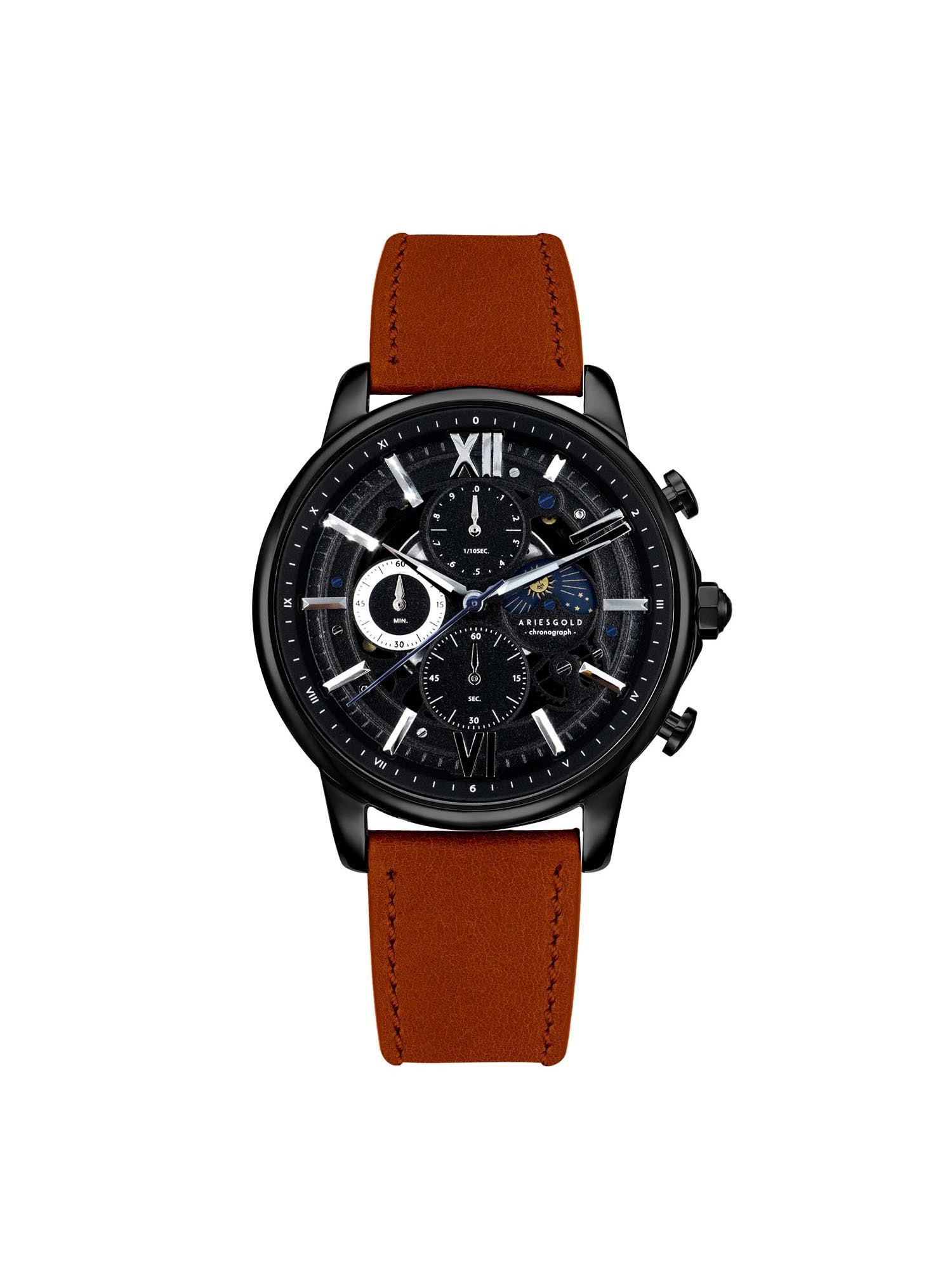 Aries Gold Belfast Moon Quartz Men's Watch - G 7013 BK-BK
