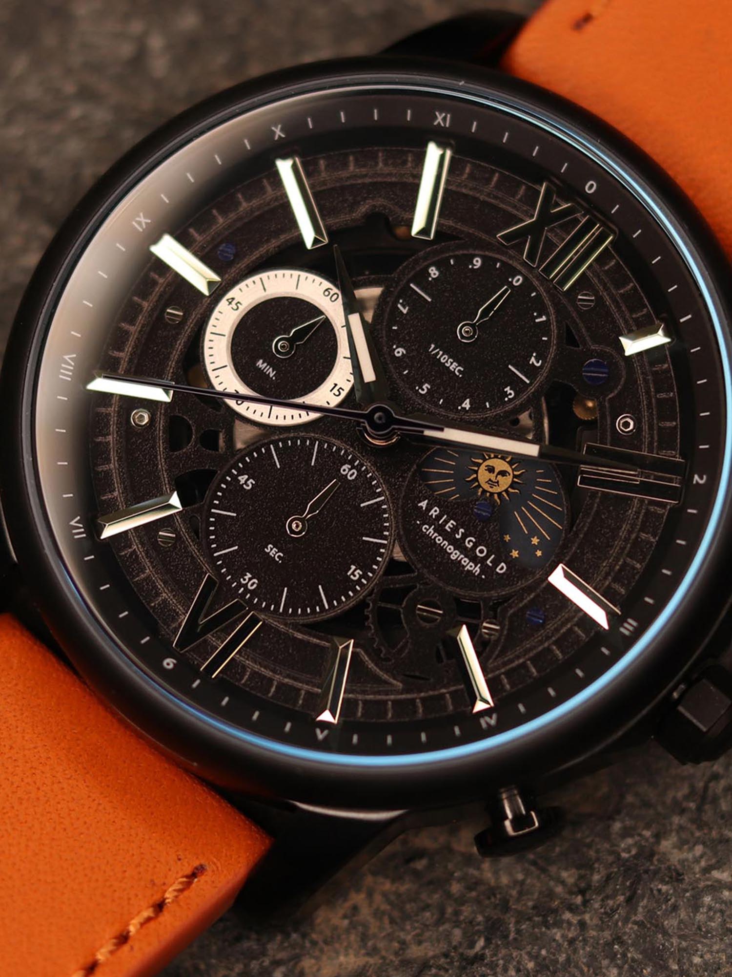 Aries Gold Belfast Moon Quartz Men's Watch - G 7013 BK-BK