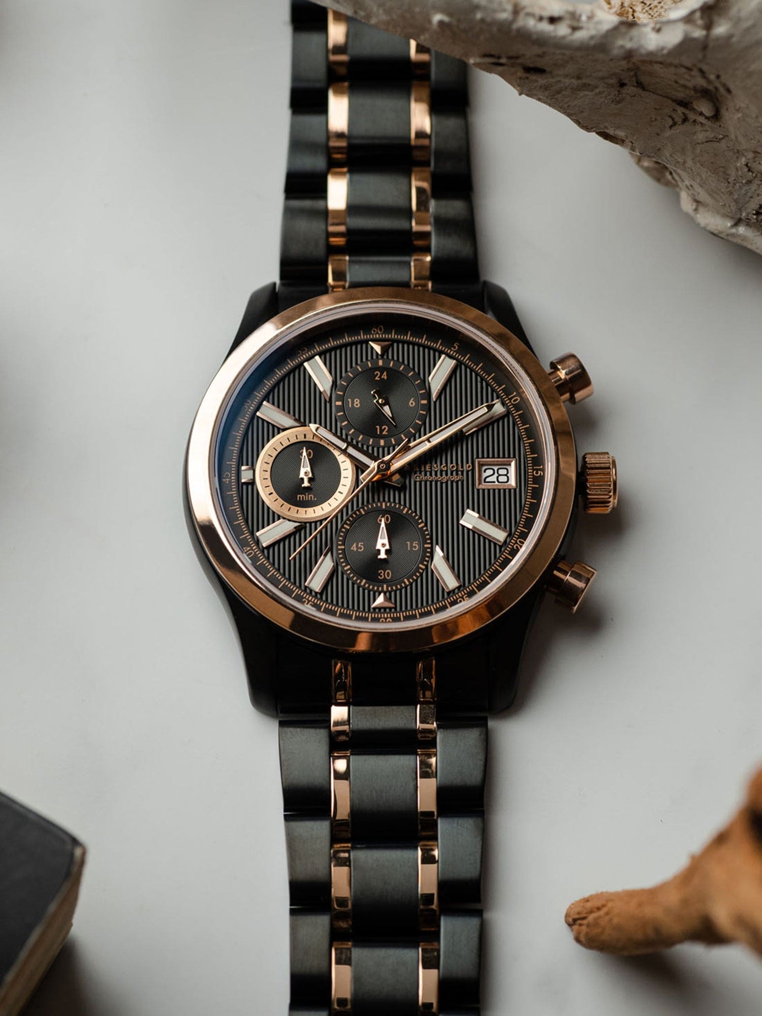 Aries Gold Champion 7020 Chronograph Men's Watch -  G 7020 BKRG-BKRG