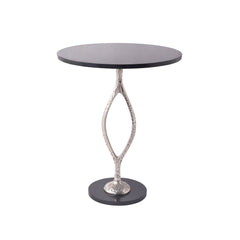 De Maison Decor Round Marble Side Table - Silver & Black