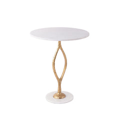 De Maison Decor Round Marble Side Table - Gold & White