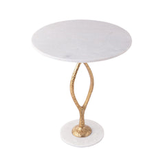 De Maison Decor Round Marble Side Table - Gold & White