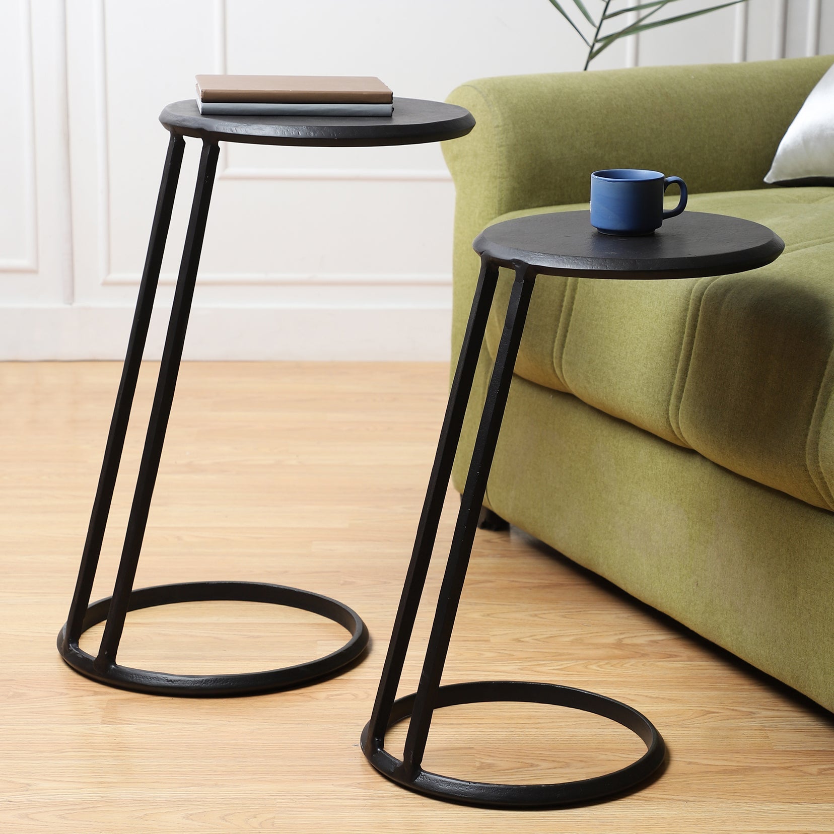 De Maison Decor Slanted Nesting Side Tables Set of 2 - Black 