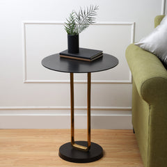 De Maison Decor Irwin Obsidian Side Table - Black top & base with Gold Body