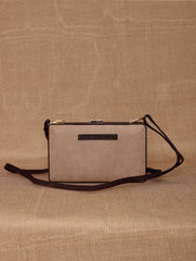 TAN LAD  Brick Clutch with Sling - Dove with Dark Chocolate