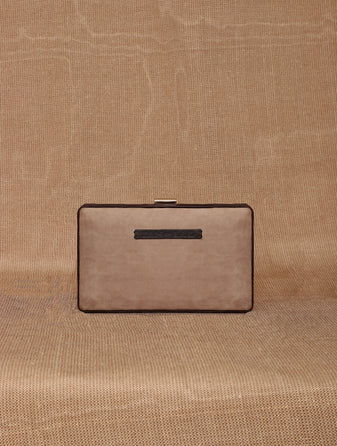 TAN LAD  Brick Clutch without Sling -  Dove with Dark Chocolate