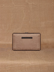 TAN LAD  Brick Clutch without Sling -  Dove with Dark Chocolate