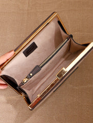 TAN LAD  Brick Clutch without Sling -  Dove with Dark Chocolate