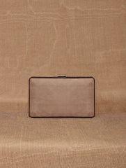 TAN LAD  Brick Clutch without Sling -  Dove with Dark Chocolate