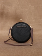 TAN LAD  Circle Clutch with Sling  - Charcoal with Black Currant