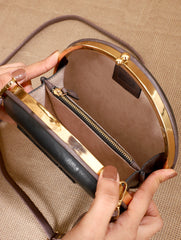 TAN LAD  Circle Clutch with Sling  - Charcoal with Black Currant