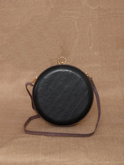 TAN LAD  Circle Clutch with Sling  - Charcoal with Black Currant