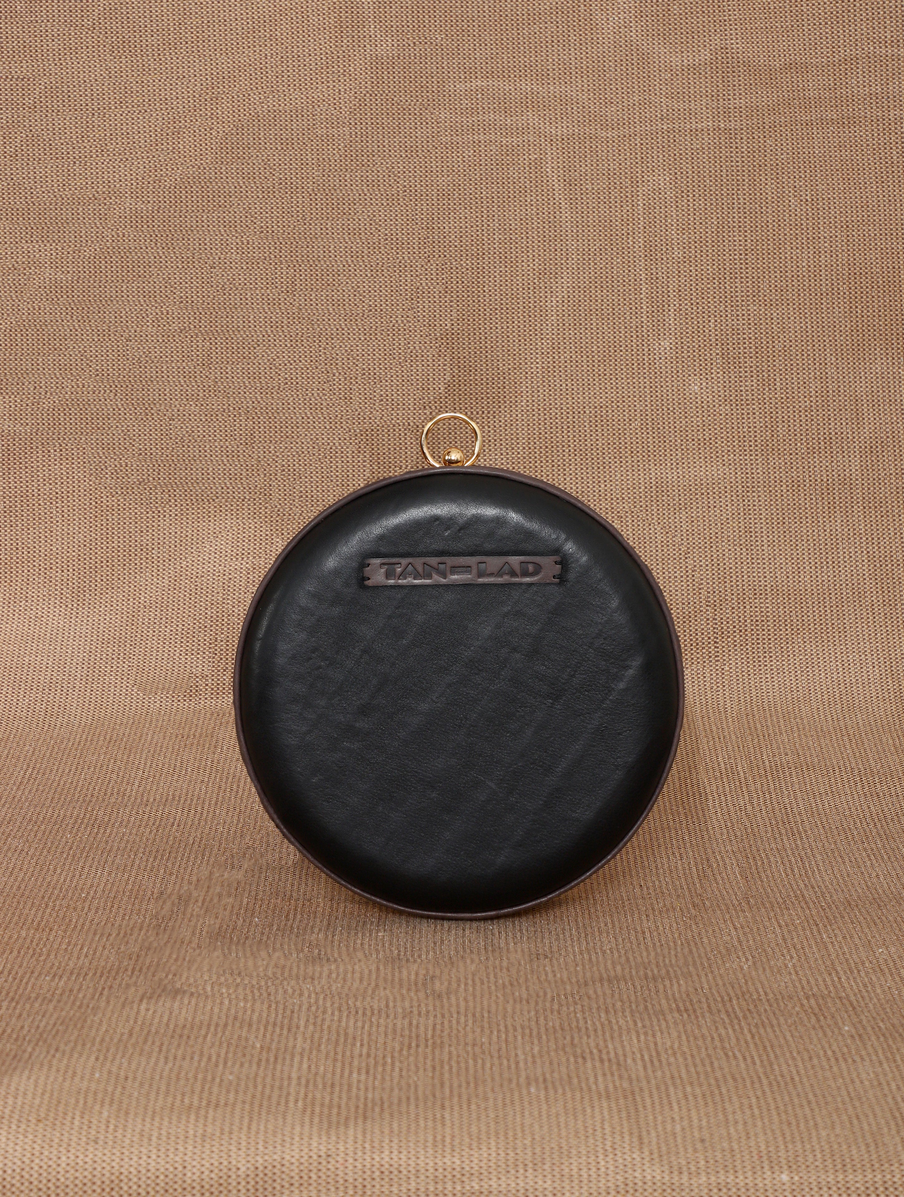 TAN LAD  Circle Clutch without Sling - Charcoal with Black Currant