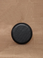 TAN LAD  Circle Clutch without Sling - Charcoal with Black Currant