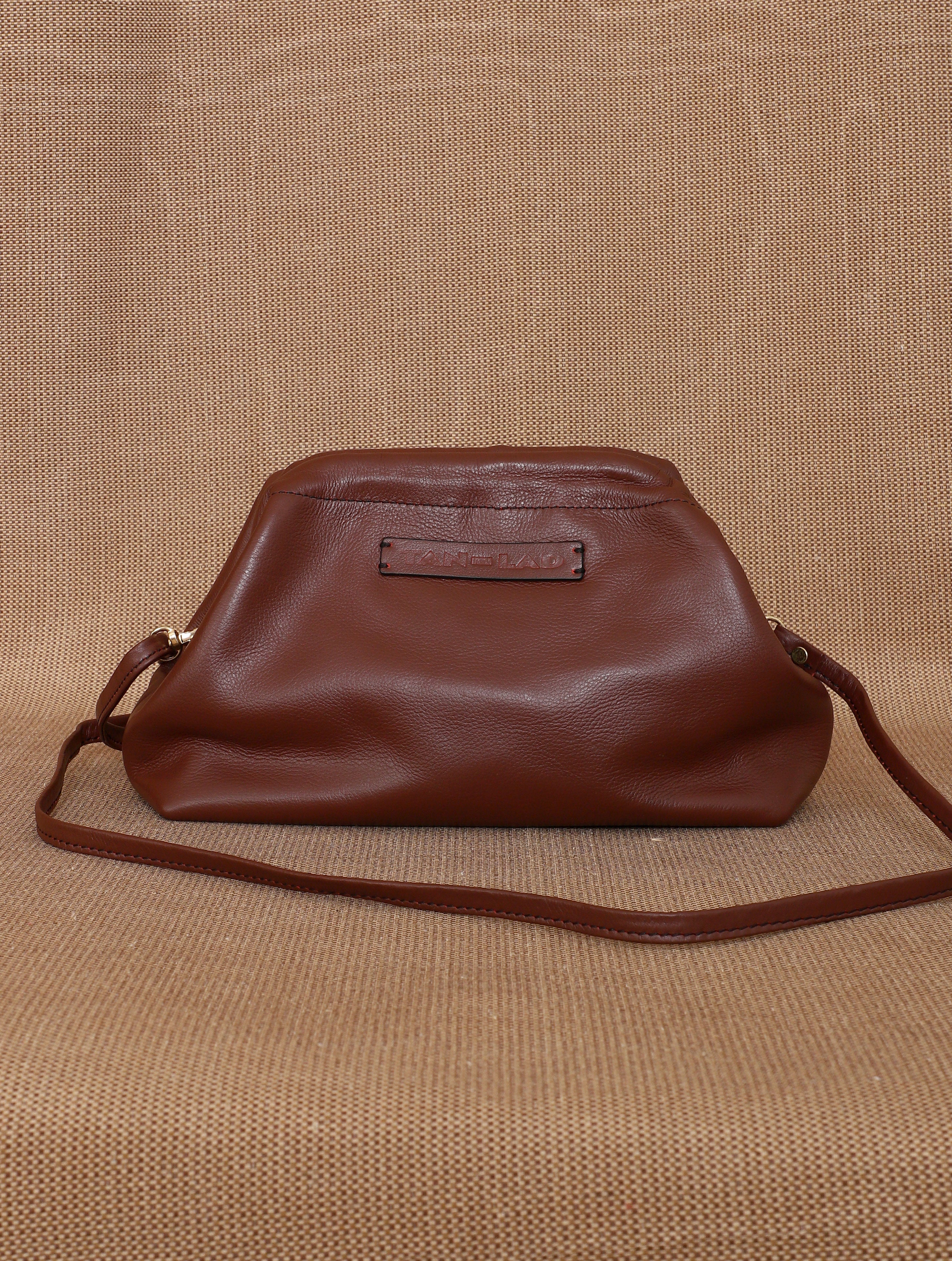 TAN LAD  Slouch Clutch with Sling - Ganache