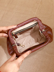 TAN LAD  Slouch Clutch with Sling - Ganache