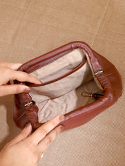TAN LAD  Slouch Clutch with Sling - Ganache