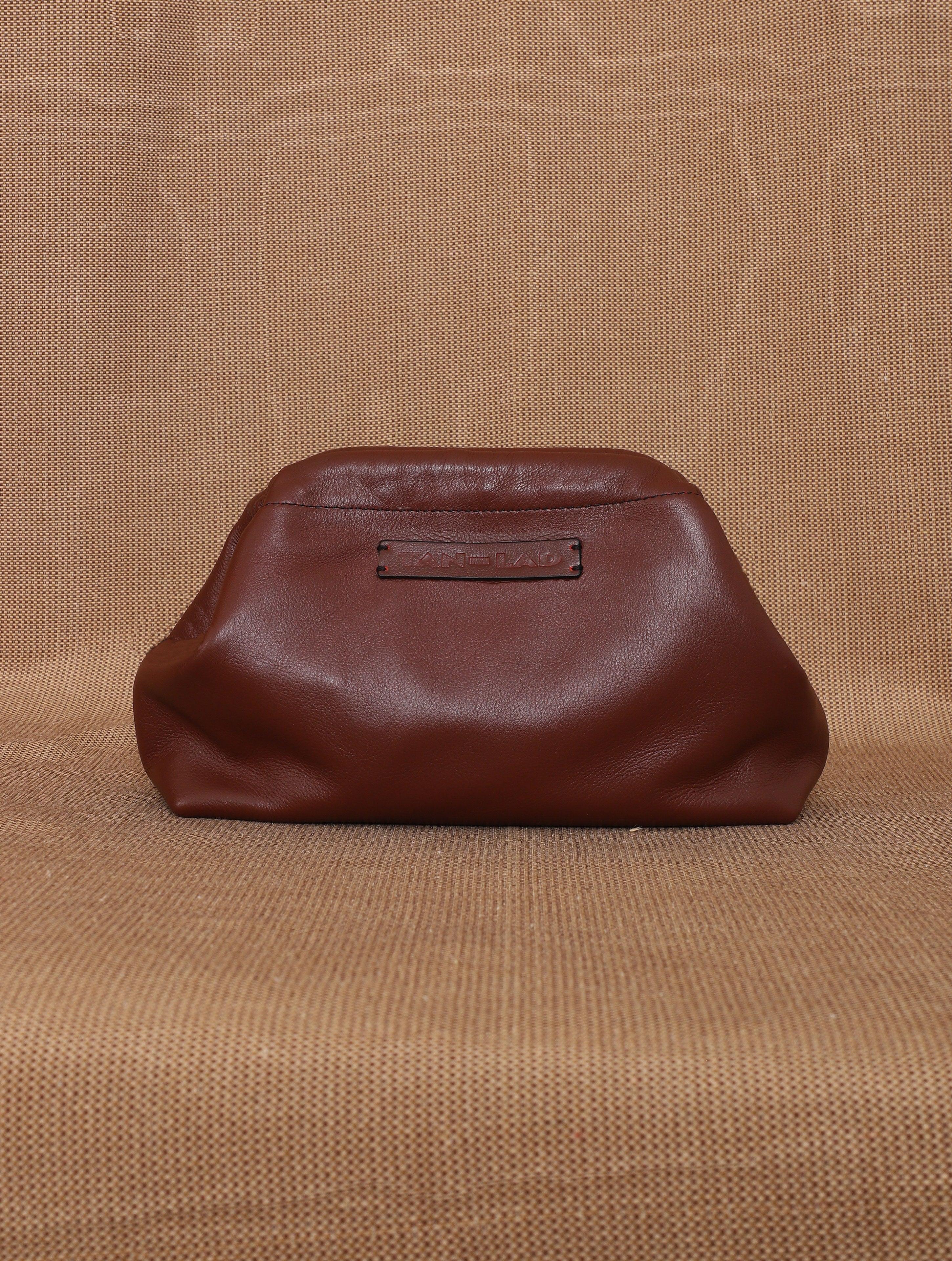 TAN LAD  Slouch Clutch without Sling - Ganache