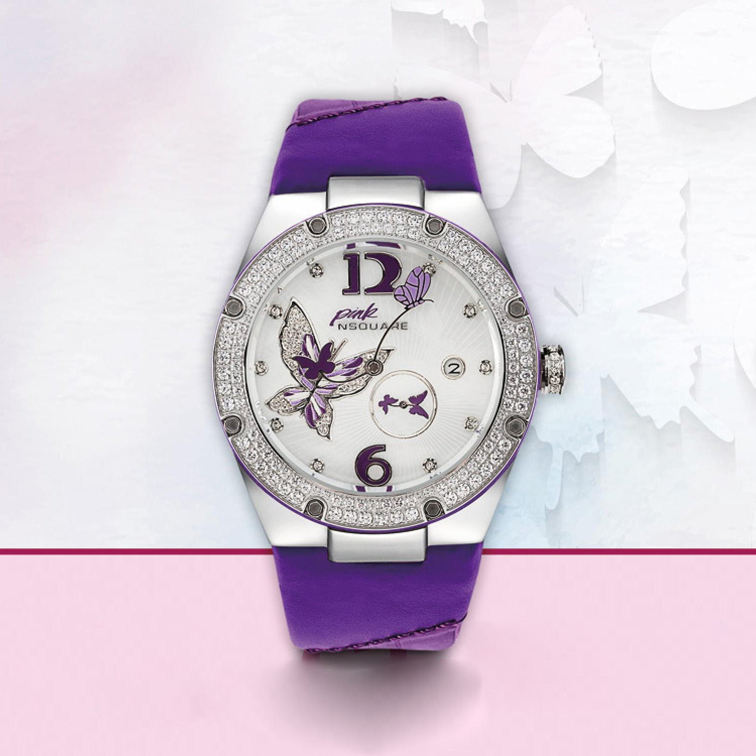 NSQUARE Pink Gracefully Swarovski crystal Automatic Women's Watch - L0519-NP01.1