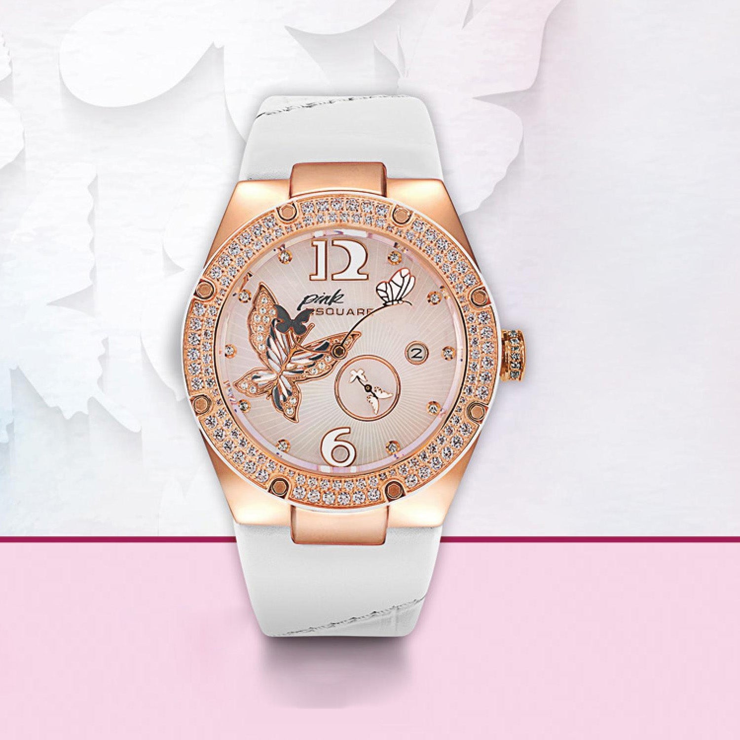 NSQUARE Pink Gracefully Swarovski crystal Automatic Women's Watch - L0519-NP01.2