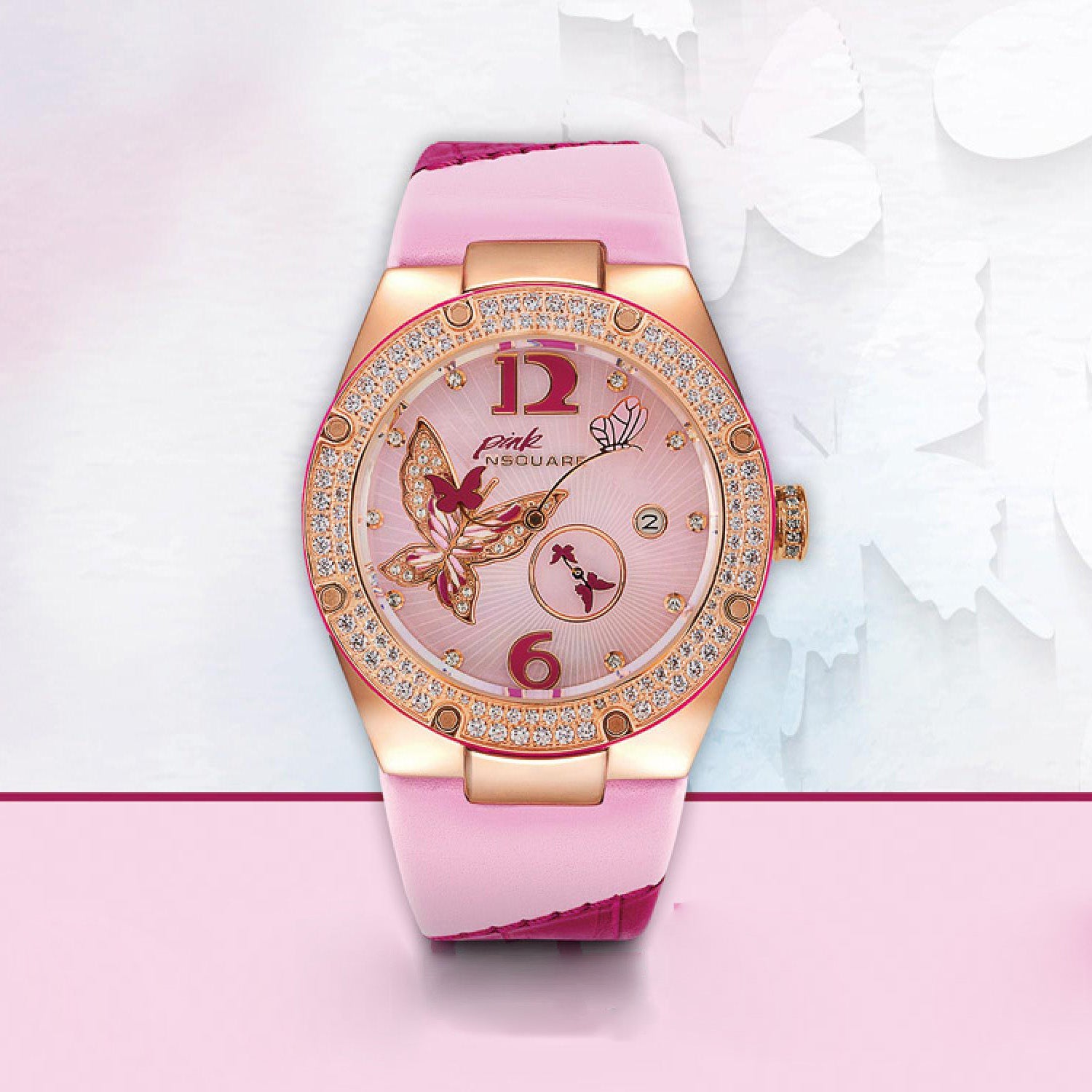 NSQUARE Pink Gracefully Swarovski crystal Automatic Women's Watch - L0519-NP01.3