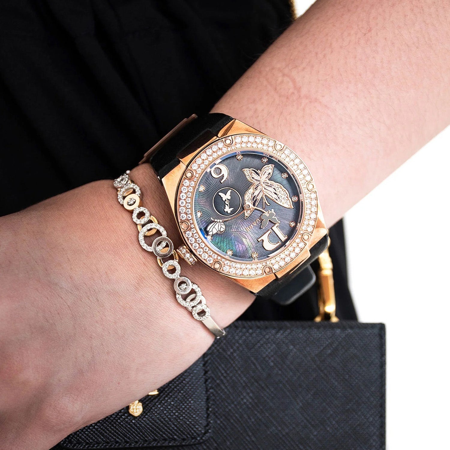 NSQUARE Pink Gracefully Swarovski crystal Automatic Women's Watch - L0519-NP01.5