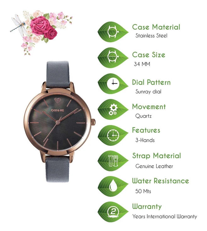 OUI & ME Amourette Analogue Black Round Dial Women's Watch- ME010099