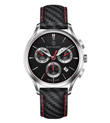 DAVIDOFF SWISS MADE Essential No.1 Chronograph Black Round Dial Men's Watch- 23046