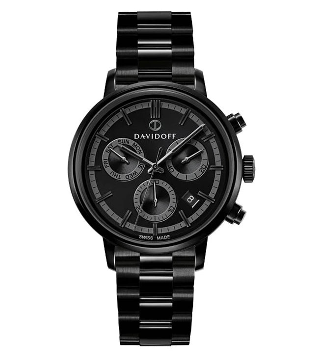 DAVIDOFF SWISS MADE Essential No.2 Chronograph Black Round Dial Men's Watch- 23152