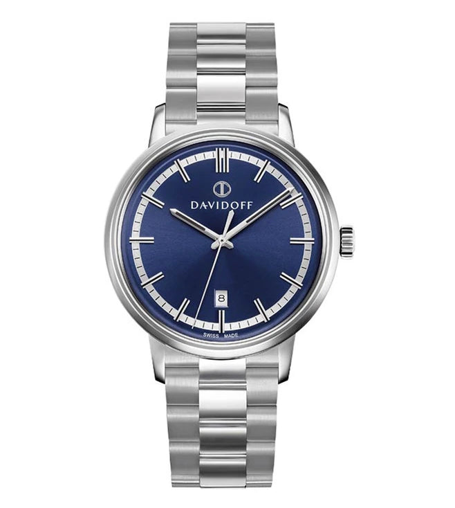 DAVIDOFF SWISS MADE Essential No.2 Quartz Blue Round Dial Men's Watch- 23040
