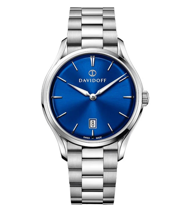 DAVIDOFF SWISS MADE Essential No.1 Quartz Blue Round Dial Men's Watch- 22901