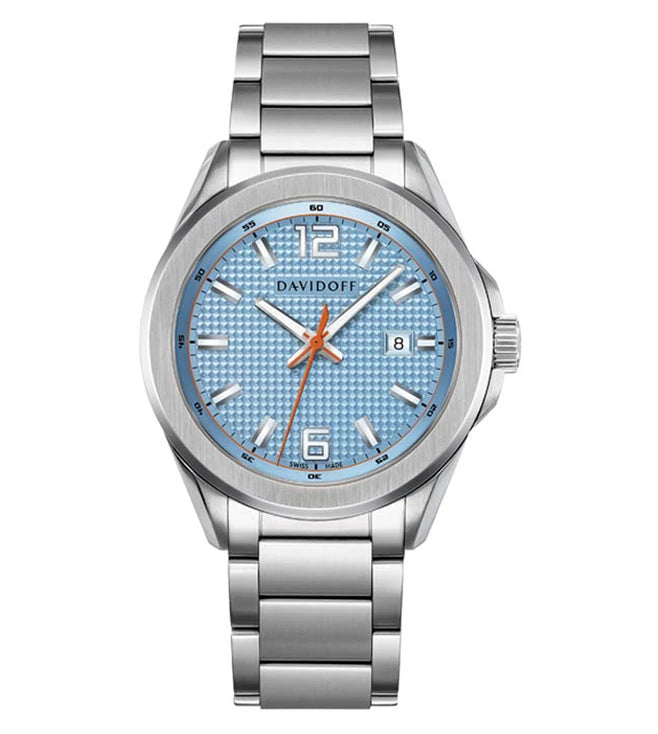DAVIDOFF SWISS MADE Essential No.3 Quartz Light Blue Round Dial Men's Watch- 23257