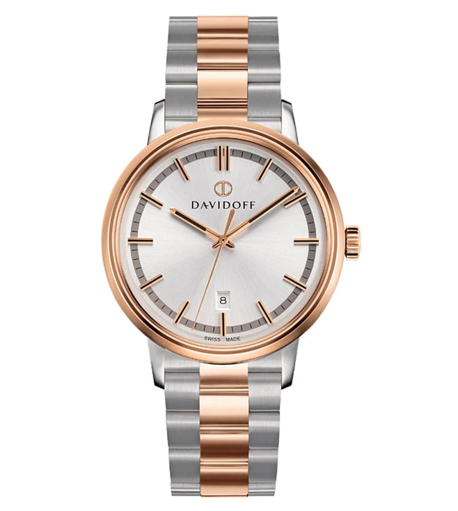 DAVIDOFF SWISS MADE Essential No.2 Quartz Silver Round Dial Men's Watch- 23041