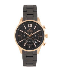 Obaku Skov Ink Dual Time  Black Round Dial Men's Watch -  V205GUVBSB