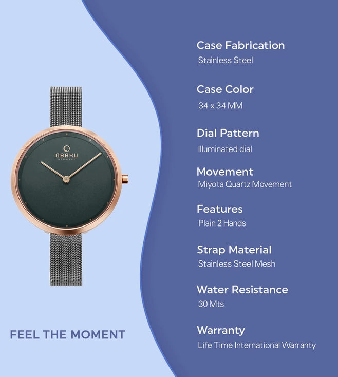 Obaku Dok-Granite Analouge Grey Round Dial Women's Watch -  V227LXVJMJ