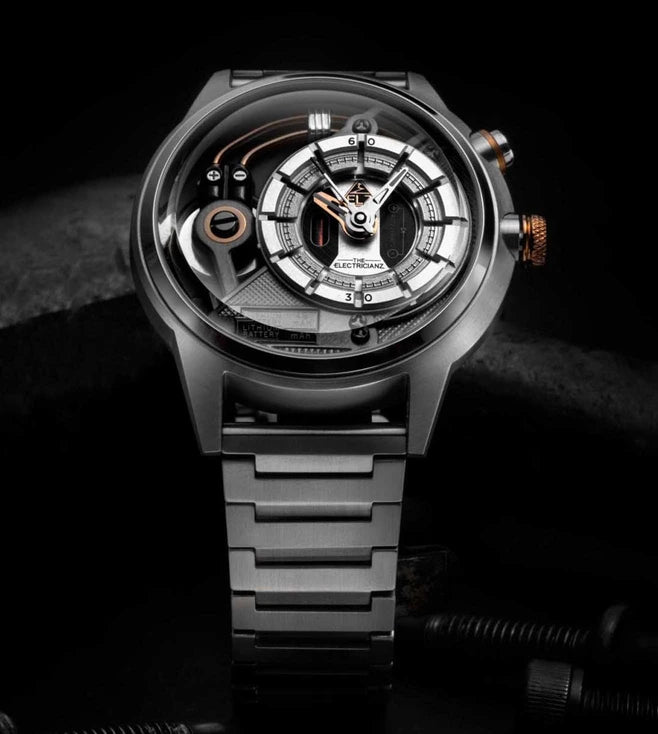 The ELECTRICIANZ ZZ-A3C/01 STEEL Z Swiss Design 5 LED Nightlight Inhouse Electric Module Watch For Men