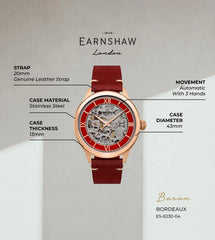 EARNSHAW Baron Automatic Skeleton Watch For Men's -ES-8230-04