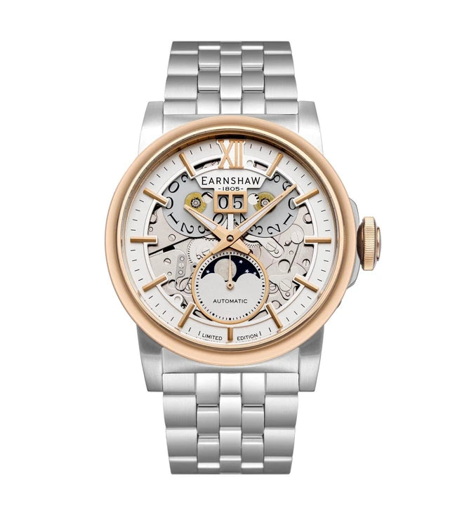 EARNSHAW Architects Limited Edition Automatic Skeleton Moonphase Watch For Men's -ES-8241-33