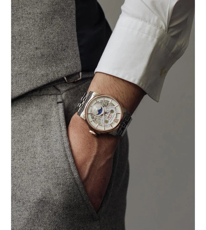 EARNSHAW Architects Limited Edition Automatic Skeleton Moonphase Watch For Men's -ES-8241-33