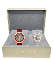 Earnshaw Baron and Anning Automatic Skeleton Round Dial Couple Watch - ES-8230- SET-01
