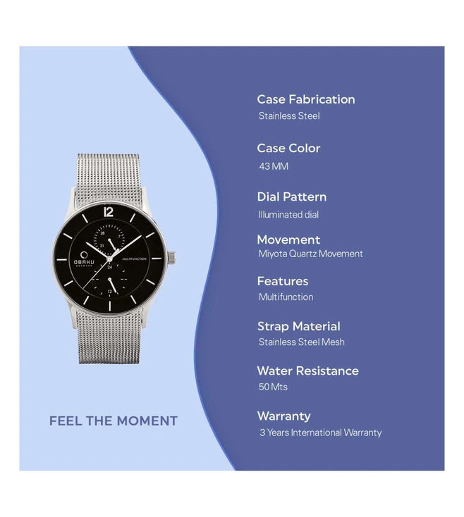 Obaku Torden Onyx Multifunction Brown Round Dial Men's Watch -  V157GMCBMC