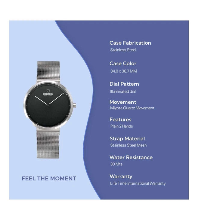 Obaku Papir 
Lille-Onyx Analouge Brown Round Dial Women's Watch -  V230LXCBMC