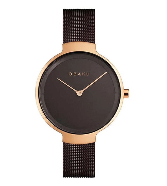 Obaku Birk-Walnut Analouge Brown Round Dial Women's Watch -  V231LXVNMN
